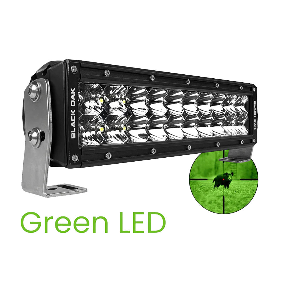 Black Oak 10&quot; Green LED Hog Hunting Light Bar - Combo Optics - Black Housing - Pro Series 3.0 [10G-D3OS]