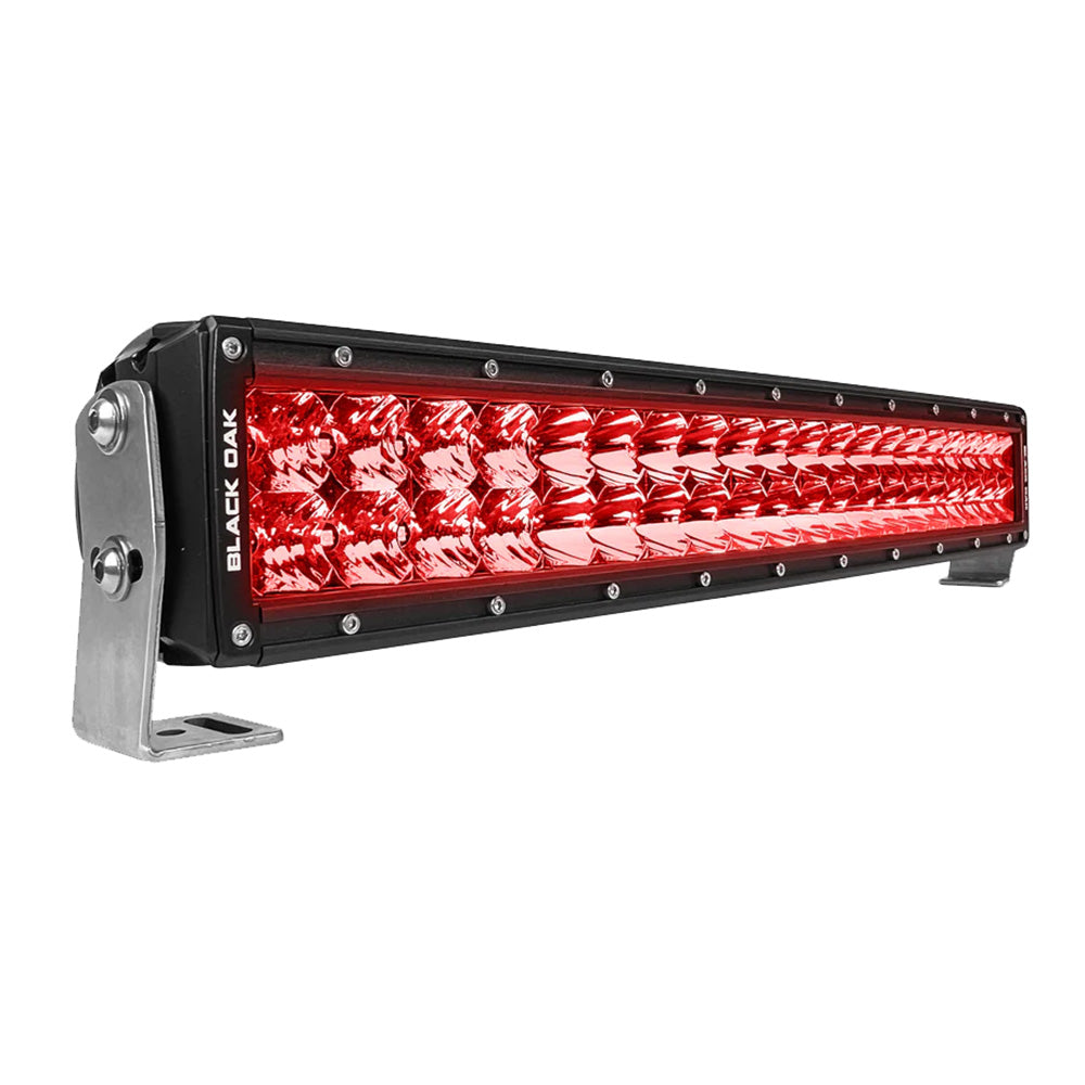 Black Oak 20&quot; Curved Double Row Red LED Predator Hunting Light Bar - Combo Optics - Black Housing - Pro Series 3.0 [20CR-D3OS]