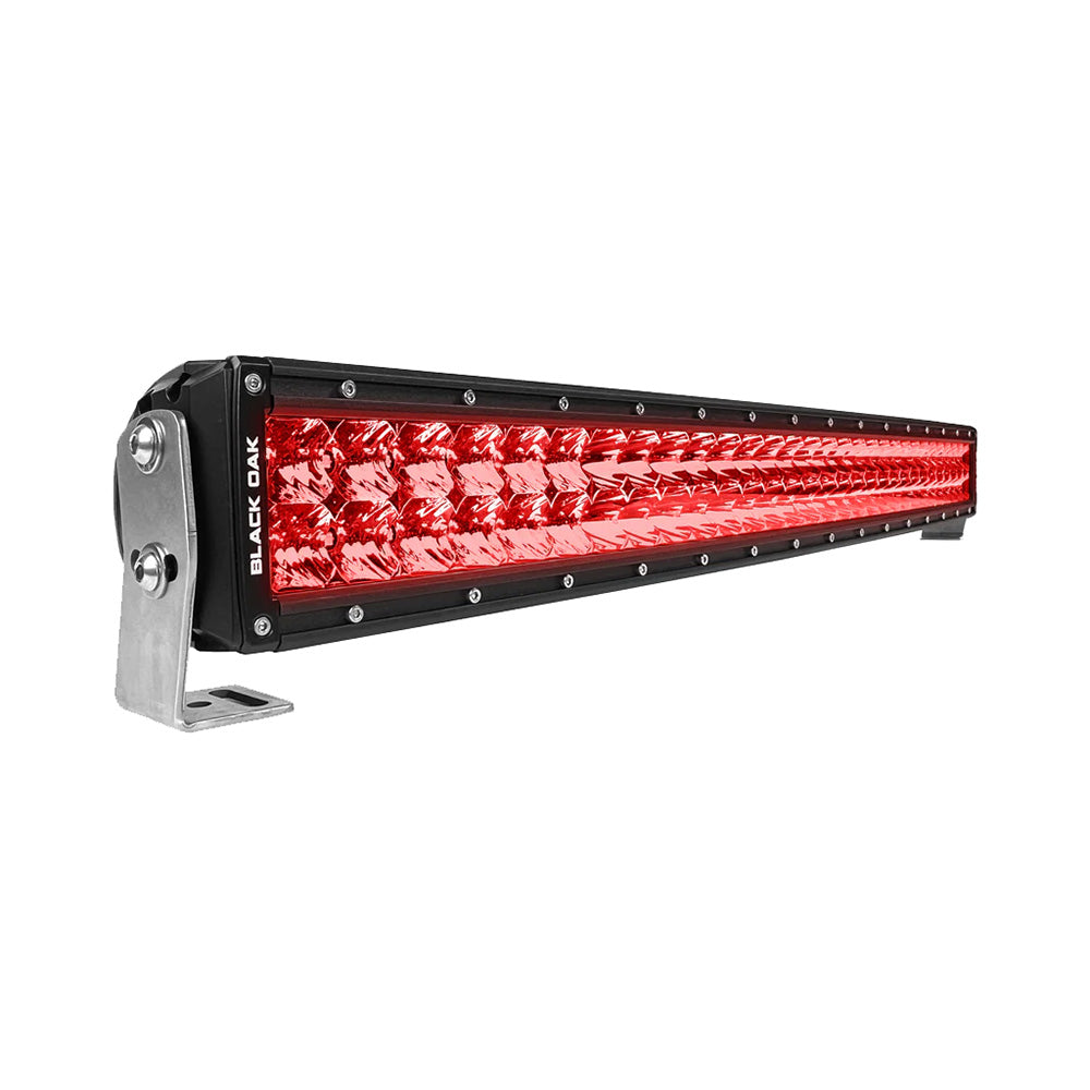 Black Oak 30&quot; Curved Double Row Red LED Predator Hunting Light Bar - Combo Optics - Black Housing - Pro Series 3.0 [30CR-D3OS]
