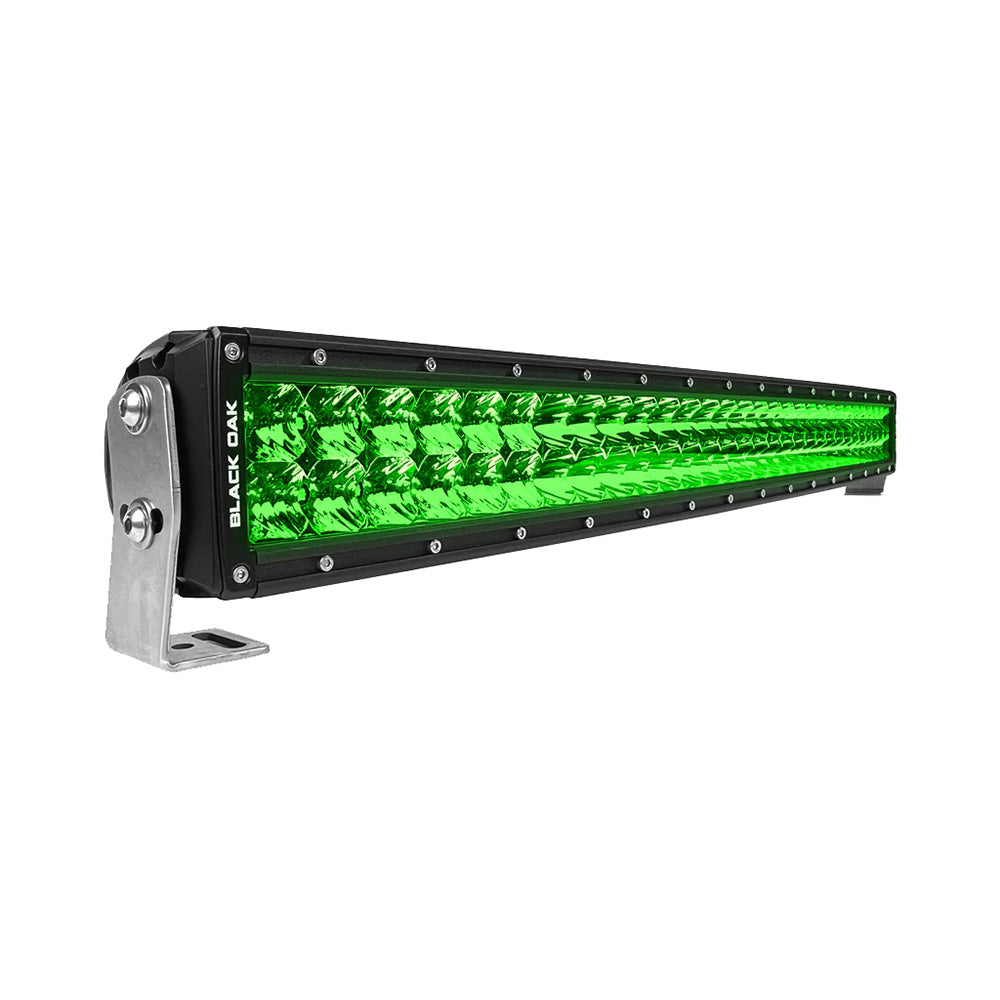 Black Oak 30&quot; Curved Double Row Green LED Hog Hunting Light Bar - Combo Optics - Black Housing - Pro Series 3.0 [30CG-D3OS]