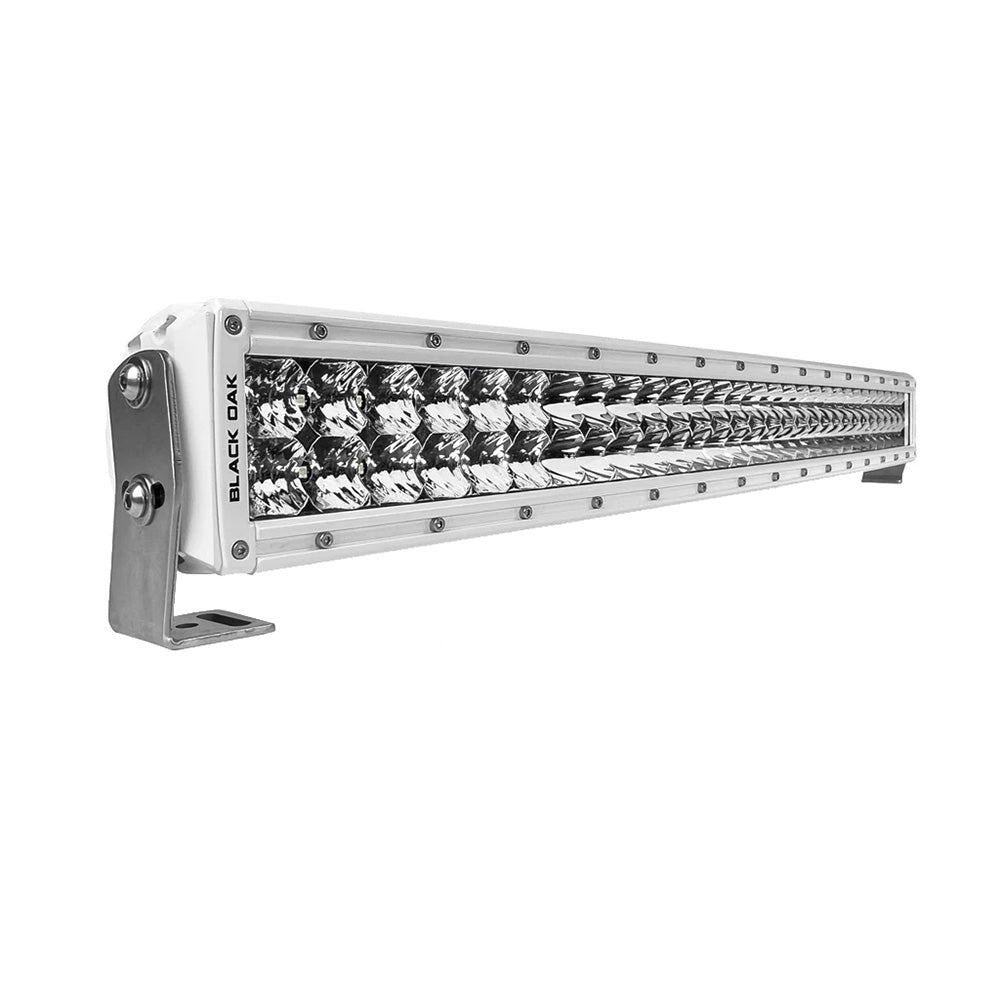 Black Oak 30&quot; Marine Curved Double Row LED Light Bar - Spot Optics - White Housing - Pro Series 3.0 [30SCM-D5OS]